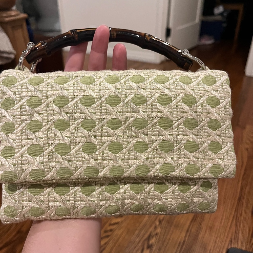 Vintage handbag with bamboo-look handle